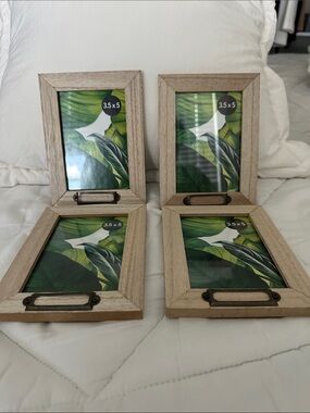 Rustic Wood 3.5x5 Photo Frames - Natural Wood Finish (Set of 4)